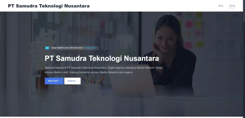 Tangkapan Layar Situs PT Samudra Teknologi Nusantara (topik8.com)